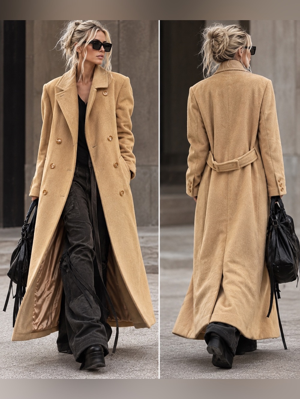 Vintage Marvin Richards Camel Hair Long Maxi Coat Size 14 Made in USA wool
